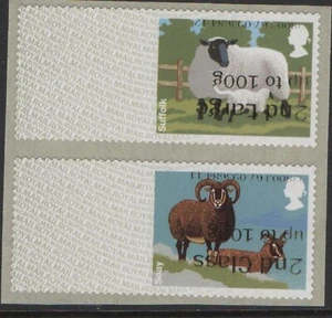 ERROR! SHEEP  INVERTED  2nd CLASS  COLLECTOR PAIR  SUFFOLK TOP   POST GO - Picture 1 of 1