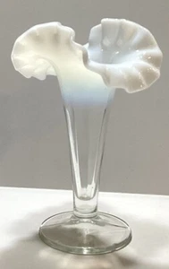 Vintage opalescent Ruffled glass vase 6 3/4" Tall - Picture 1 of 7