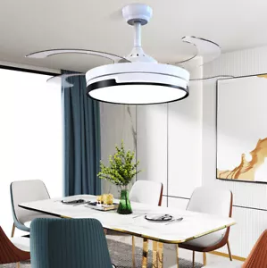 42'' Ceiling Fan 72W LED Light Retractable Blade and Remote Control 3 Colors - Picture 1 of 12