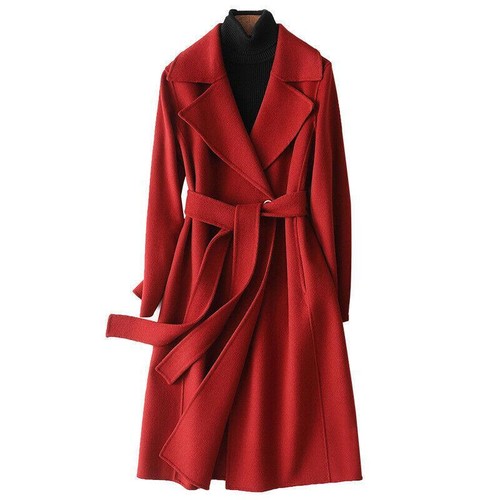 OFF WHITE Cappotto trench donna double face 100% lana sopra il ginocchio medio lungo soprabito bottoni nuovo