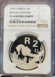 1997 SOUTH AFRICA SILVER 2 RAND KNYSNA SEAHORSE NGC PF 69 ULTRA CAMEO SCARCE - Picture 1 of 3