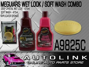 MEGUIARS WET LOOK WAX 473ml SOFT WASH 473ml COMBO PACK WITH APPLICATOR SPONGE - Picture 1 of 6