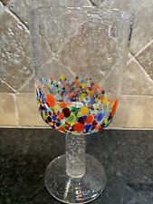 Home Studio Baja Mosaic Confetti Goblet Hand Blown Glass Mexico