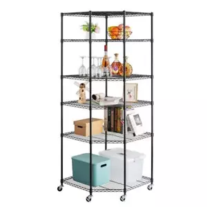 Corner Heavy Duty Wire Steel 6 Tier Corner Shelf Garage Storage Shelving Rack - Picture 1 of 11