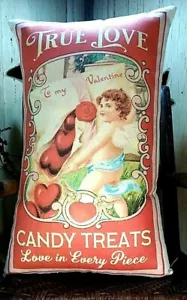 OLD VINTAGE ANTIQUE VICTORIAN STYLE VALENTINE CANDY HEART ROSES POST CARD PILLOW - Picture 1 of 5