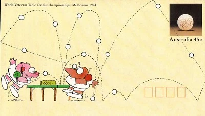 L0314 Australia World Veterans Table Tennis Championship Melbourne uu 45c PSE  - image 1 of 2