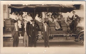 RPPC Photo Postcard 1910s Seeing Salt Lake Trolley Women Men Driver SLC UT Utah - Picture 1 of 2