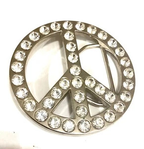 Men Women Peace Sign Belt Buckle Symbol Dove Peace-Lover-Keeper Silver Bling Y2K - Picture 1 of 10