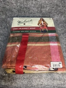 NEW Woolrich Cozy Blanket Wrap Justine Poncho Soft Tan Red Black Gray One Size - Picture 1 of 6