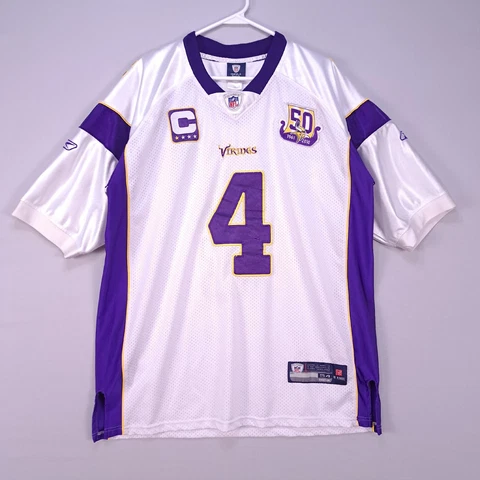 Brett Favre Jersey Minnesota Vikings 50th Anniversary 54 White Captain Patch Cover