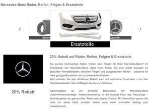 20% Gutschein für Räder, Reifen, Felgen & Ersatzteile im Mercedes UsedParts Shop - Picture 1 of 8