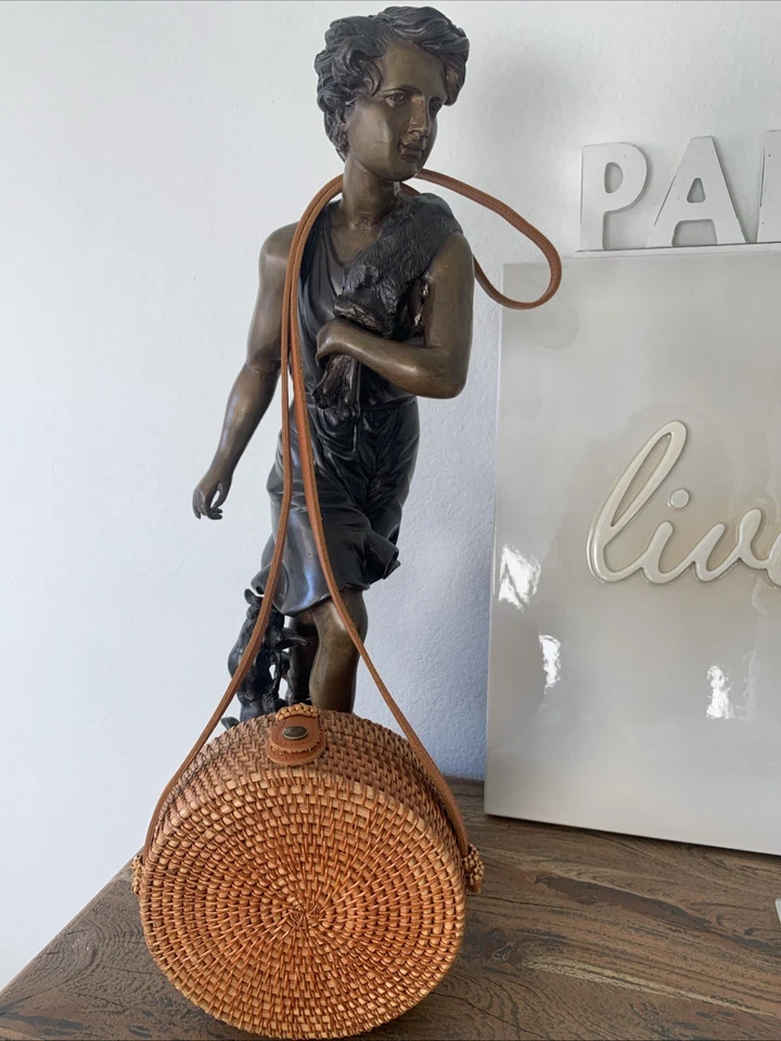 Bamboo and Leather Strap Bag - Image 1 of 4