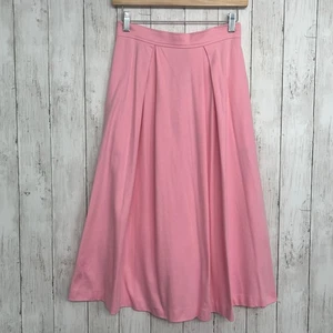 Aileen rosa Plissee A-Linie bescheiden Basic einfach Midi Baumwolle USA Vintage Rock - Bild 1 von 9