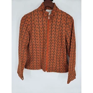 Orange eyelet geometric print full zip jacket by Great Cavalier St. Paul S - Picture 1 of 10