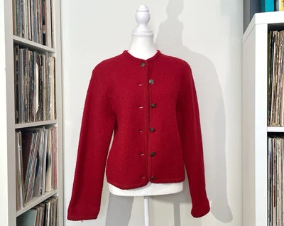 Vintage 80’s Tally-Ho Red Wool Knit Preppy Tailored Blazer Cardigan Women’s PS - Image 1 of 4
