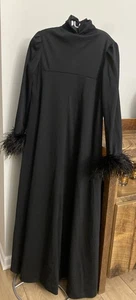 Romantica by Victor Costa Kleid Maxi schwarz 60er-70er Vintage Federbündchen - Bild 1 von 12