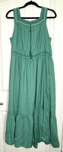 OLD NAVY Maxi Dress Womens 3X Green Peasant Sleeveless Ruffle Feminine Prairie - Picture 1 of 17