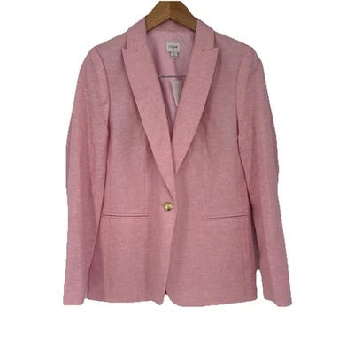 J Crew Womens Linen Blend Blazer 4 Pink Preppy Classic Coquette Resort Academia - Image 1 of 4