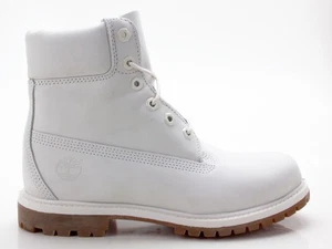 Timberland 6IN PREM Mujer Botas Botas Cuero Cordones Botas A196R Gris Claro-Blanco - Imagen 1 de 6