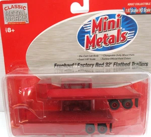 HO Mini Metals Fruehauf Factory Red 32" Flatbed Trailers - Picture 1 of 2
