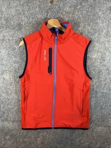 RLX Ralph Lauren Vest Men Sm Red Full Zip Golf Performance French Terry Pockets - Picture 1 of 11