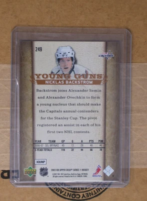 Nicklas Backstrom 2007 Upper Deck Series One #249 Young Guns Rc Rookie Mint - Image 1 of 4