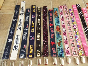 Baby Infant Toddler Newborn Binky Pacifier Holder Strap Ribbon Clip Yankees - Picture 1 of 12