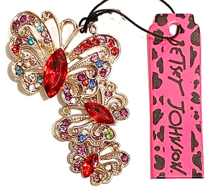 CRYSTAL 3 BUTTERFLY BROOCH BETSEY JOHNSON 58 x 33mm "NEW" AUZ SELLER B95 - Picture 1 of 3