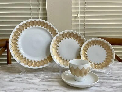 Rosenthal LOTUS GOLD 24kt Studio Bjorn Wiinblad 5 piezas Set de Cena Usado en Excelente Condición Foto 1 de 4
