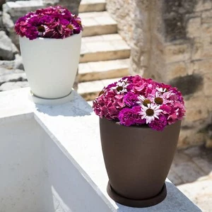 VASO VASI RESINA MODERNO TONDO MADE IN ITALY COLORE Ø30 CM H38 PIANTE FIORIERA - Foto 1 di 15