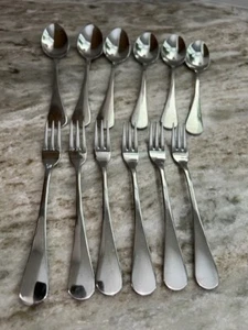 Dansk 18/10 Stainless Steel Flatware Appetizer Forks And Spoons 12 Pieces - Picture 1 of 5