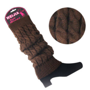 Women Winter Warm Leg Warmers Cable Knit Ladies Knitted Socks Leggings Crochet  