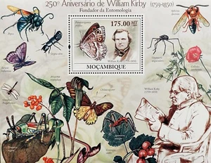 MOZAMBIQUE WILLIAM KIRBY STAMPS S/S 2009 MNH FOUNDER OF ENOTMOLOGY BUTTERFLY BUG - Picture 1 of 1