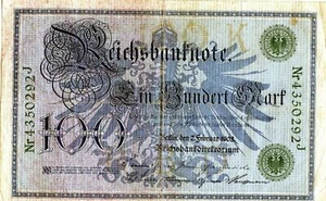 Europa, Germania: Repubblica Imperiale 100 Marchi 1908 Sigillo Verde - Foto 1 di 2