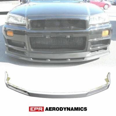 Parachoques delantero estándar de fibra FRP estilo OE para Nissan R34 Skyline GTR labio medio Foto 1 de 4