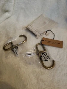 Magnolia Home Joanna Gaines Brass Metal Loop Set of 2 Wall Hooks -LONG 4844 - Picture 1 of 6