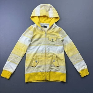 Burton Girls Small Hoodie Full Zip Yellow Striped Lightweight Casual Jacket - Picture 1 of 13