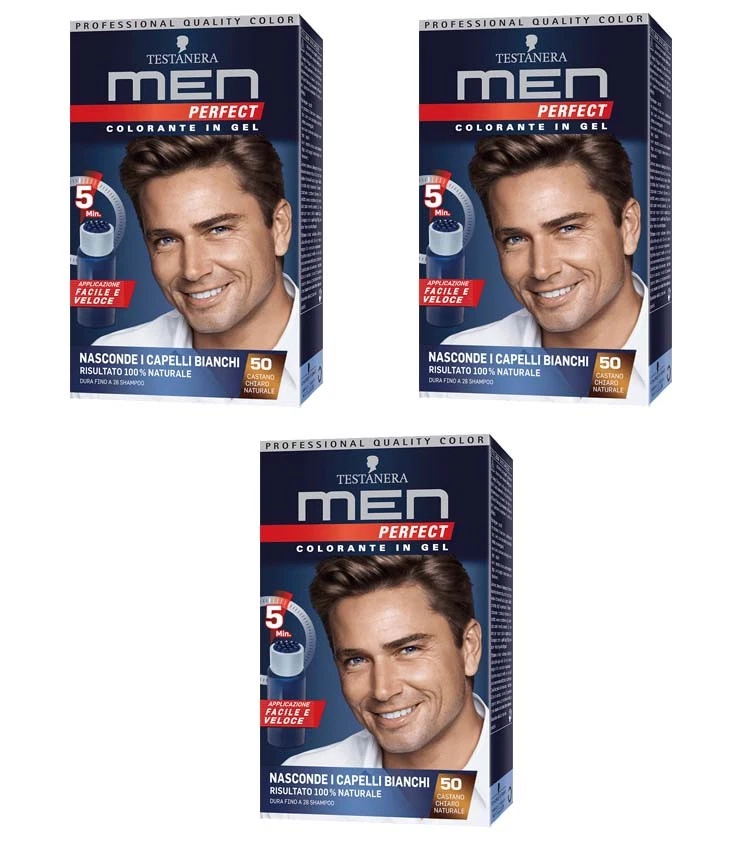 3pz TESTANERA MEN PERFECT Colorante Gel per capelli 50 Castano Chiaro Naturale - Immagine 1 di 1