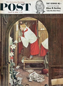 1954 Norman Rockwell Saturday Evening Post Original Magazine Cover ONLY Altar - Picture 1 of 1