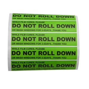 "DO NOT ROLL DOWN" 100pcs Warning Peel and Stick Labels for Windows Film Curing - Picture 1 of 5