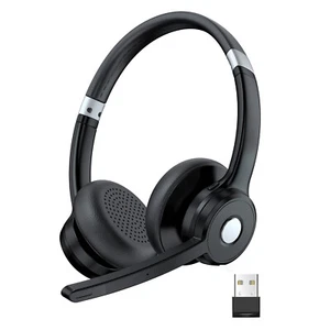 Wireless Headphones Headset +USB Dongle & Mic Mute for Laptop/PC/iPhone/Android - Picture 1 of 13