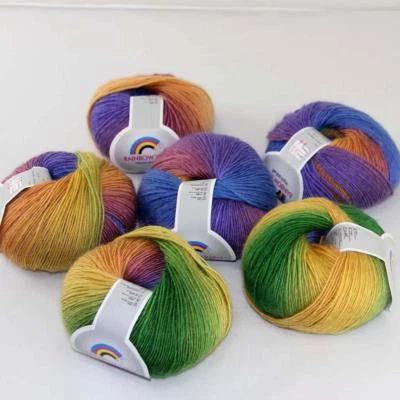 Hot 6Balls*50g Soft Cashmere Wool Rainbow Wrap Shawl DIY Hand Knitwear Yarn 01 - Image 1 of 4