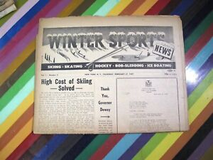 vtg 1940s Ski Skiing ephemera - Winter Sports News newspaper Vol 1 #4 1947