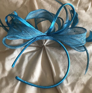mother of bride/groom Races Simple fascinator sinamay  And Feather Turquoise