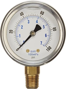 Nuevo Acero Inoxidable Líquido Lleno Presión WOG Agua Aceite Gas 0 a 100 PSI Inferior - Imagen 1 de 12