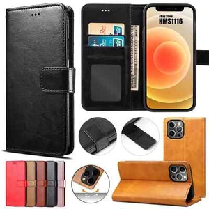 iPhone 16 15 14 13 12 11 Pro Max Wallet Leather case X Xs 8 Plus Mini Flip Cover - Picture 1 of 28