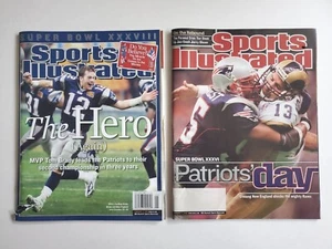 2 Sports Illustrated Magazines Patriots Super Bowl XXXVI 2002 Hero Again 2004 - Picture 1 of 3