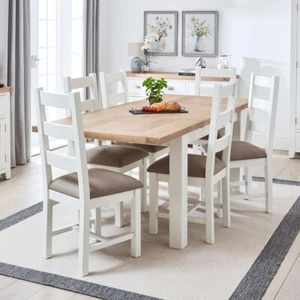 Cheshire White Extending Dining Table + 6 Ladder Back Chair Set -CW45-CW49-6-QTY - Picture 1 of 13