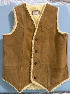 Vintage Steer Brand Herren Lammfell gefütterte Wildleder Weste Made in USA, Größe M - Bild 1 von 6
