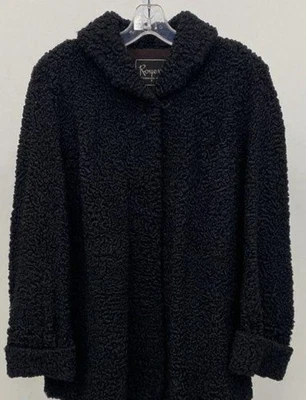 VTG Persian lamb (karakul) 50s 60’s Coat Jacket Med Large 44w Black Curly Clip - Image 1 of 4